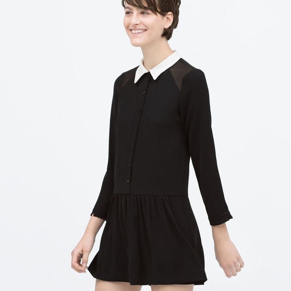Zara Black and White Long Sleeve romper/Dress